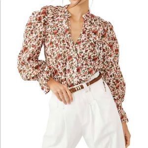Free People Meant to Be Floral Blouse Vintage Combo Sz Medium